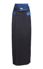 Moda Operandi By Any Other Name Satin-trimmed Crepe Wrap Skirt
