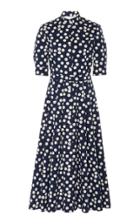 Carolina Herrera Polka-dot High-neck Cotton-blend Dress