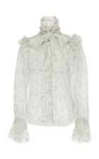 Ryan Lo Ruffle Cuff Pussycat Bow Blouse