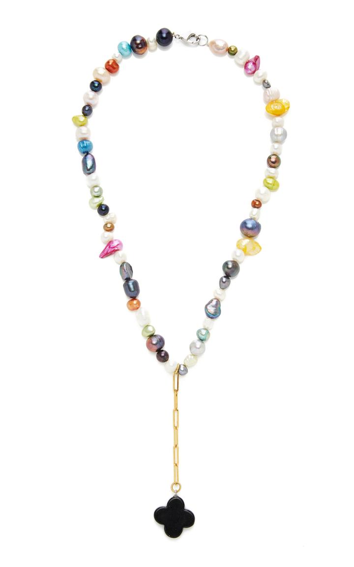 Timeless Pearly Gold-plated, Pearl And Jade Necklace