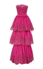 Marchesa Embroidered Laser Cut Tiered Gown