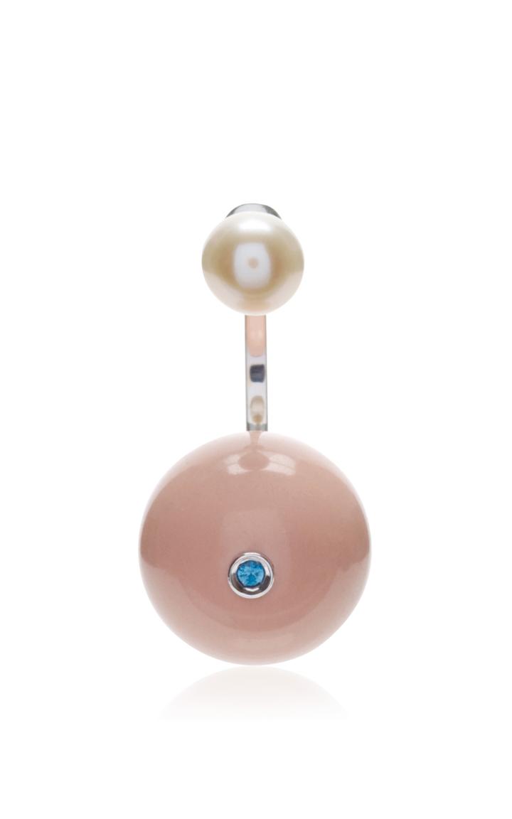 Delfina Delettrez 18k Gold Stone Edge Pierced Earring