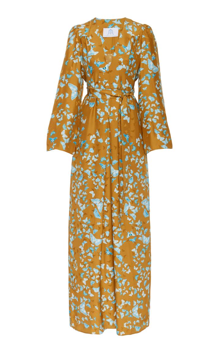 Moda Operandi Rebecca De Ravenel Butterfly-print Silk Jacquard Caftan Dress Size: S