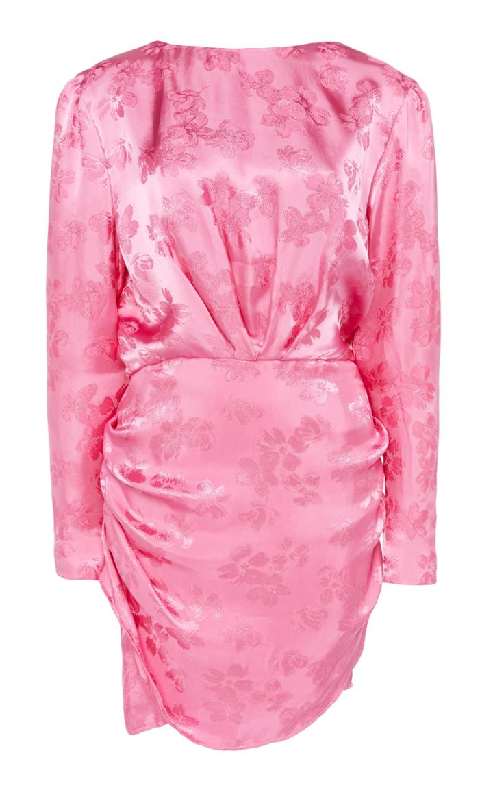 Attico Floral Jacquard Drape Mini Dress