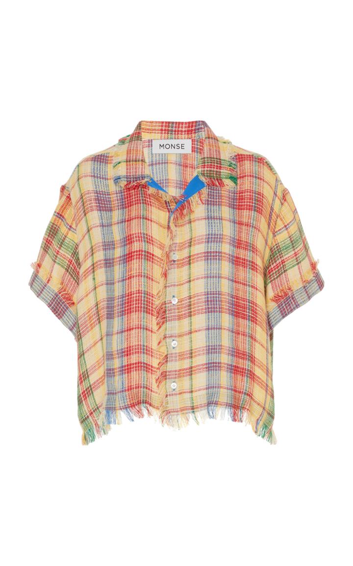 Moda Operandi Monse Plaid Linen-blend Top Size: Xs