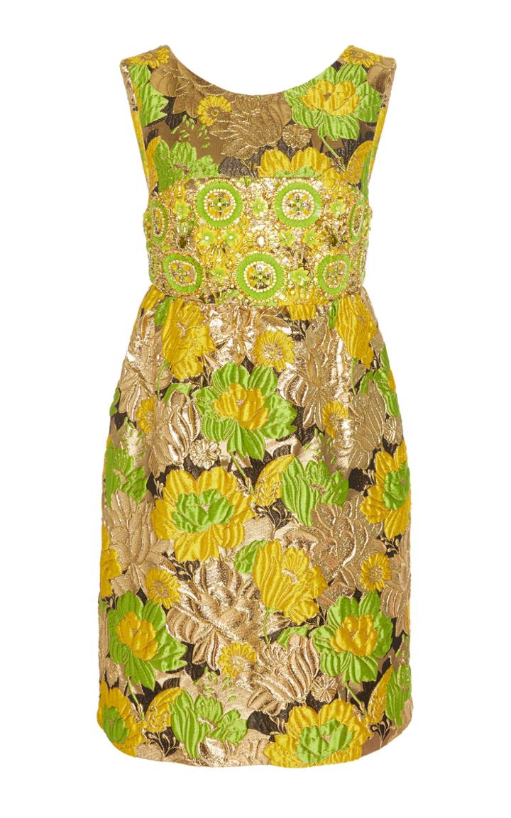 Michael Kors Collection Empire Waist Jeweled Brocade Dress