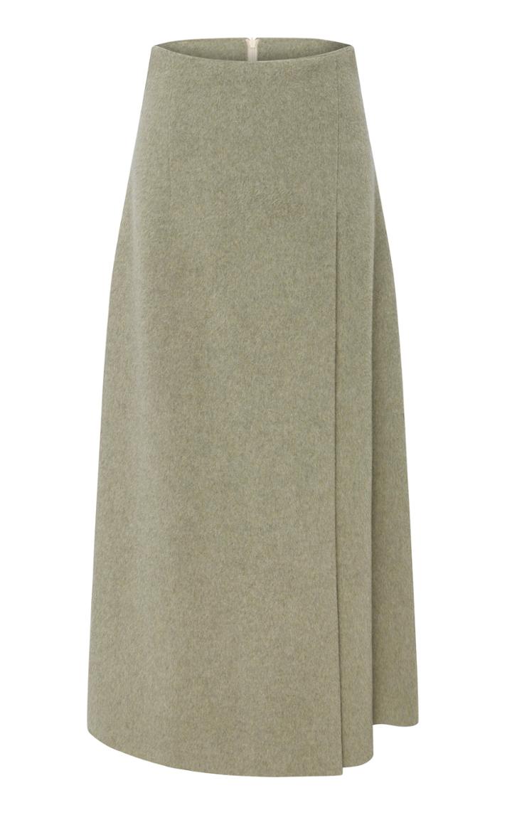 Moda Operandi Harris Tapper Inder Pleated Wool A-line Midi Skirt