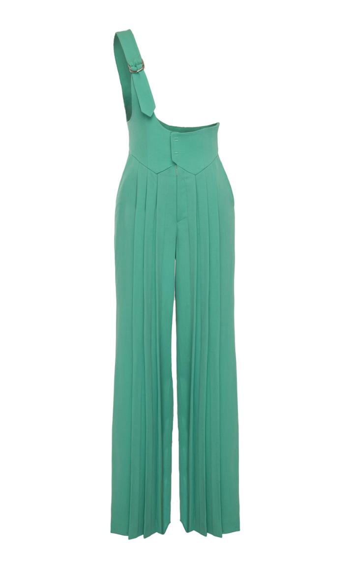 Situationist Pliss One Shoulder Wool Jumpsuit