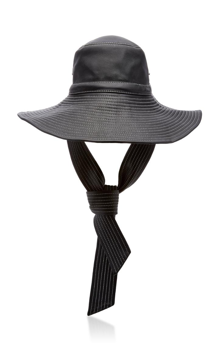 Ganni Logo-patch Leather Bucket Hat
