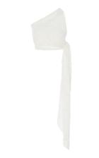 Cult Gaia Krystle Flocked Georgette One-shoulder Top
