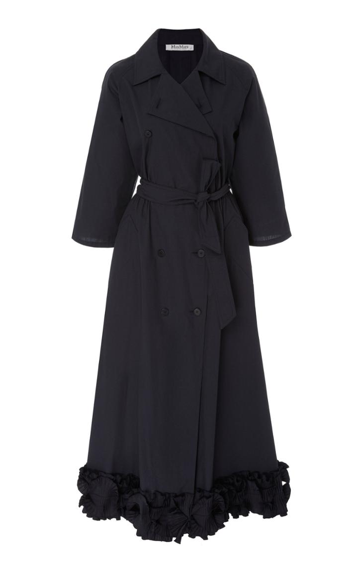 Max Mara Belted Ruffle-hem Midi Coat Dress