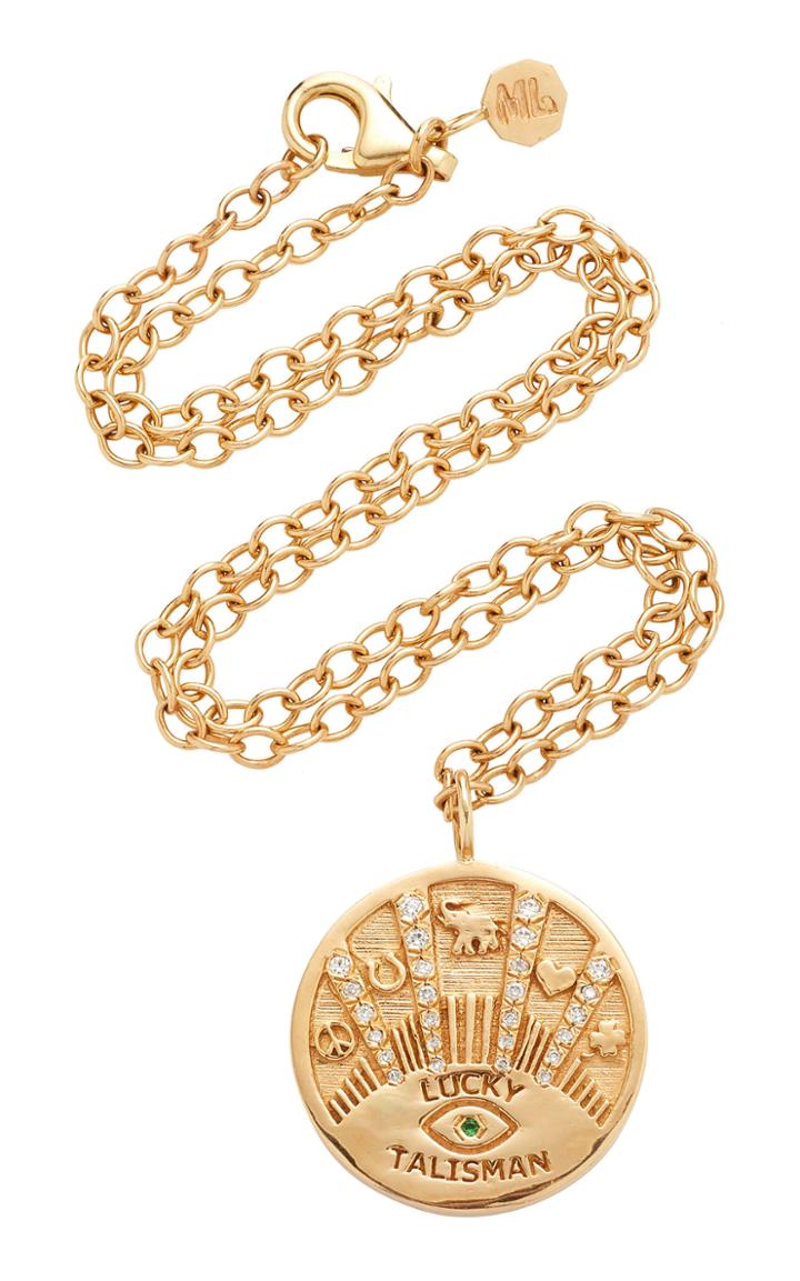 Marlo Laz Talisman 14k Gold Diamond Necklace
