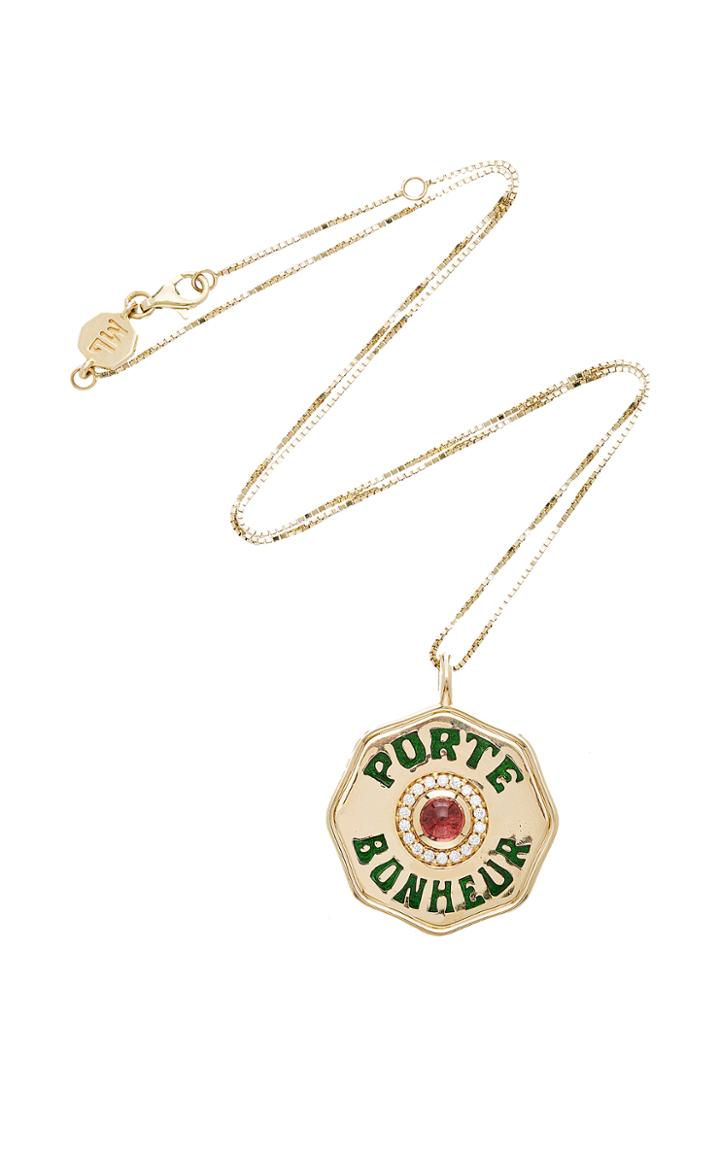 Marlo Laz Je Porte Bonheur Enamel Necklace