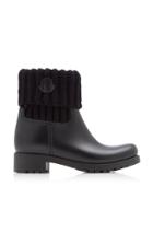 Moncler Ginette Knit-trimmed Leather Boots