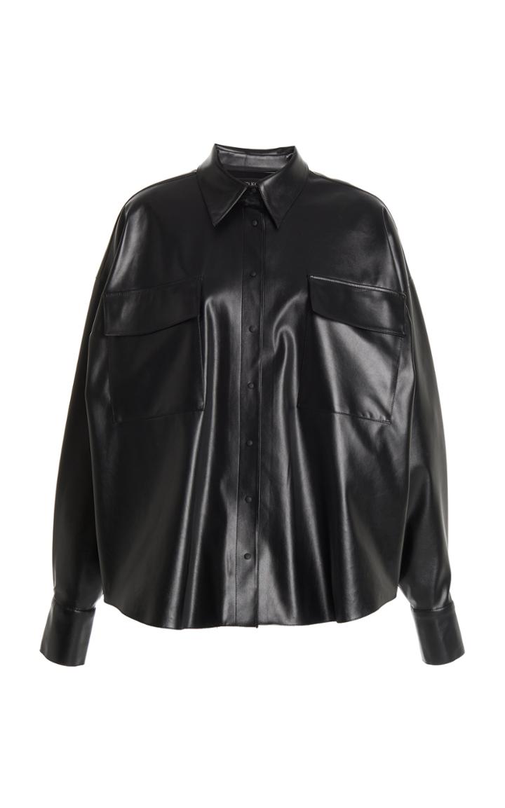 Moda Operandi David Koma Oversized Faux-leather Shirt