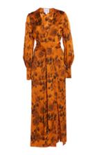 Moda Operandi Galvan Burnt Floral Printed Crepe De Chine Wrap Dress
