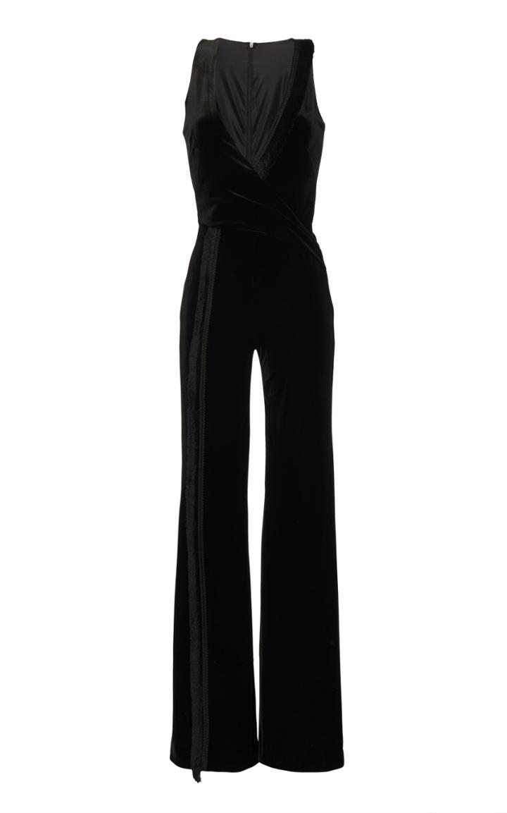 Galvan Velvet Brushstroke V-neck Jumpsuit