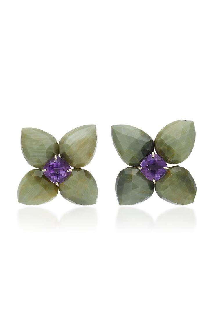 Sorab & Roshi Cats-eye And Amethyst Clip Earrings