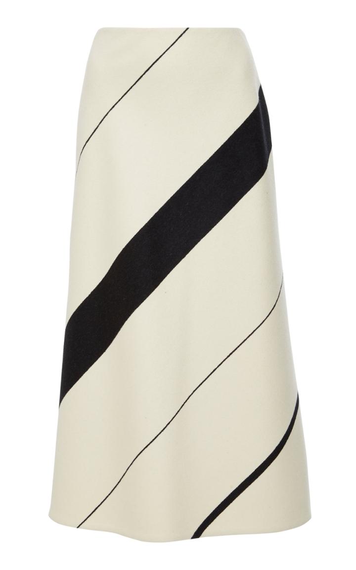 Narciso Rodriguez Irregular Stripe Wool A-line Skirt