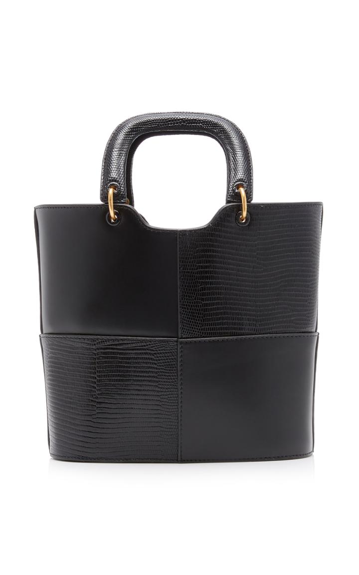 Staud Andy Lizard-effect Leather Tote