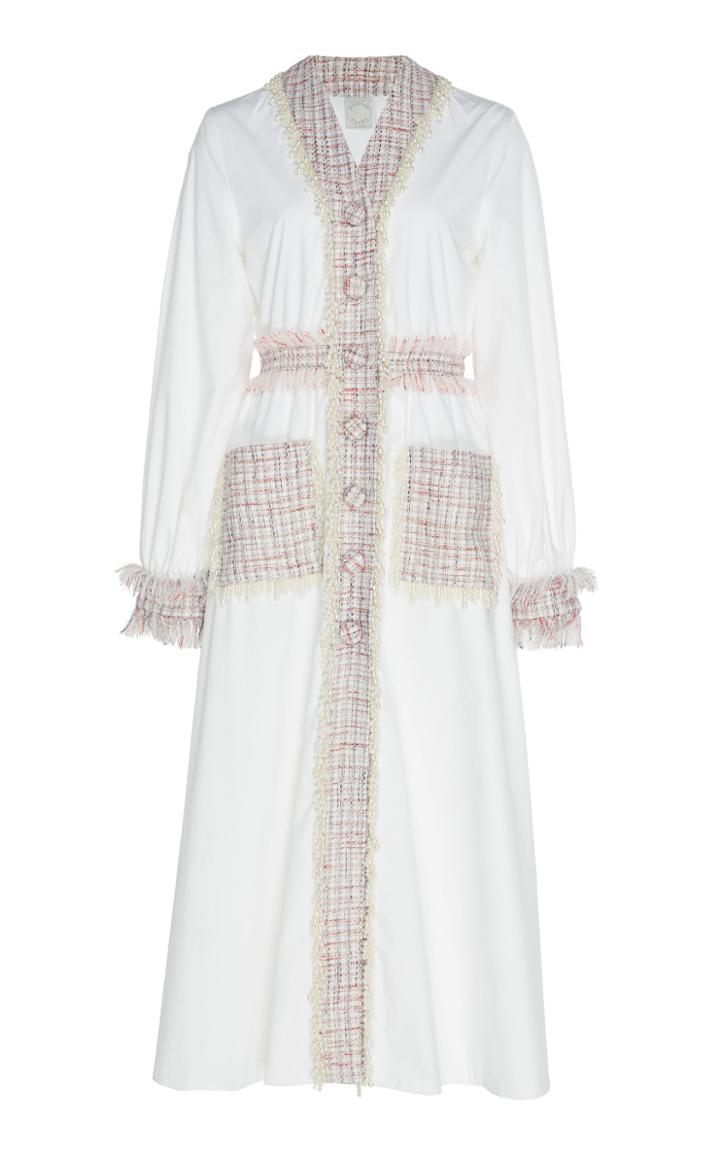 Huishan Zhang Christine Tweed-trim Fit-and-flare Dress