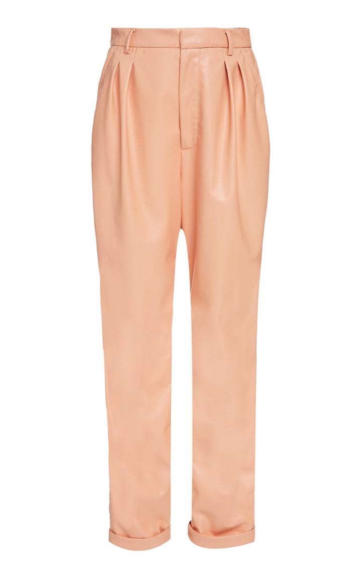 Lapointe Pleated Belted Faux Leather Tapered Pants