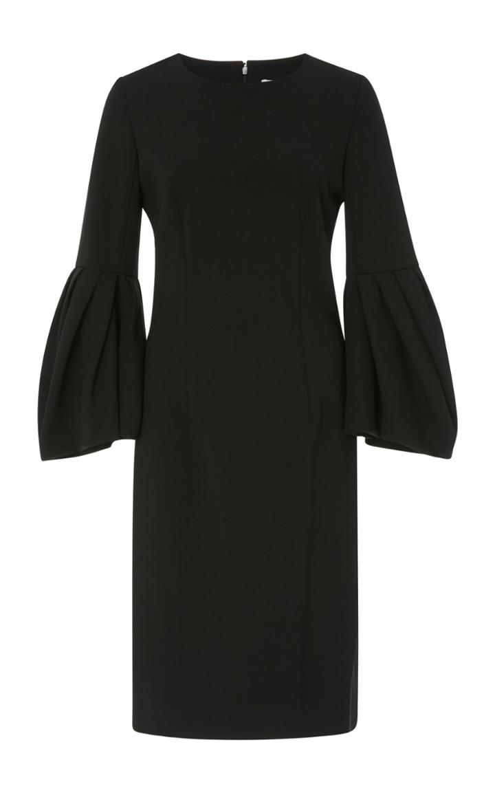 Carolina Herrera Balloon Sleeve Crepe Midi Sheath Dress