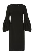 Carolina Herrera Balloon Sleeve Crepe Midi Sheath Dress
