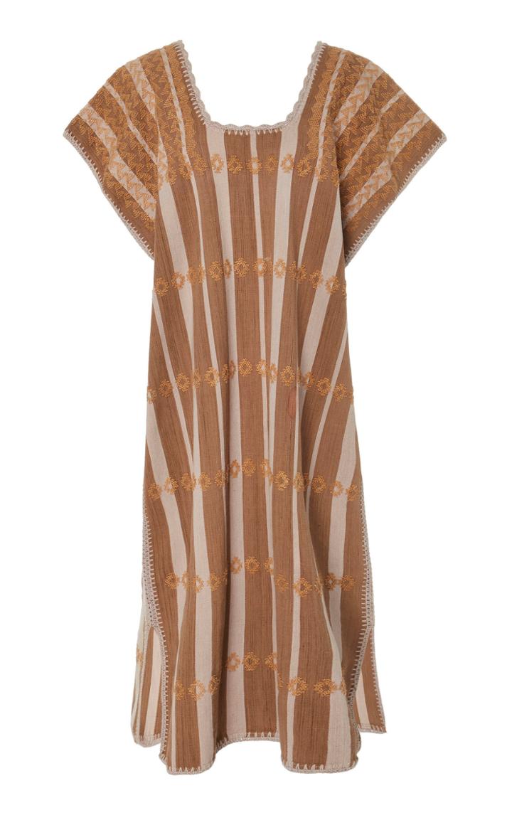 Pippa Holt Brown And White Striped Cotton Midi Caftan