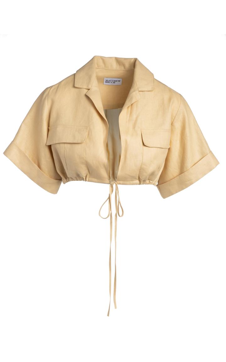 Moda Operandi Matthew Bruch Cropped Linen Safari Shirt