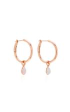 Nina Runsdorf M'o Exclusive: Small Rose Gold Hoops With Mini Opal Flip Charm