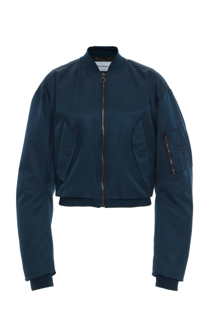 Salvatore Ferragamo Silk Duchesse And Wool Bomber Jacket