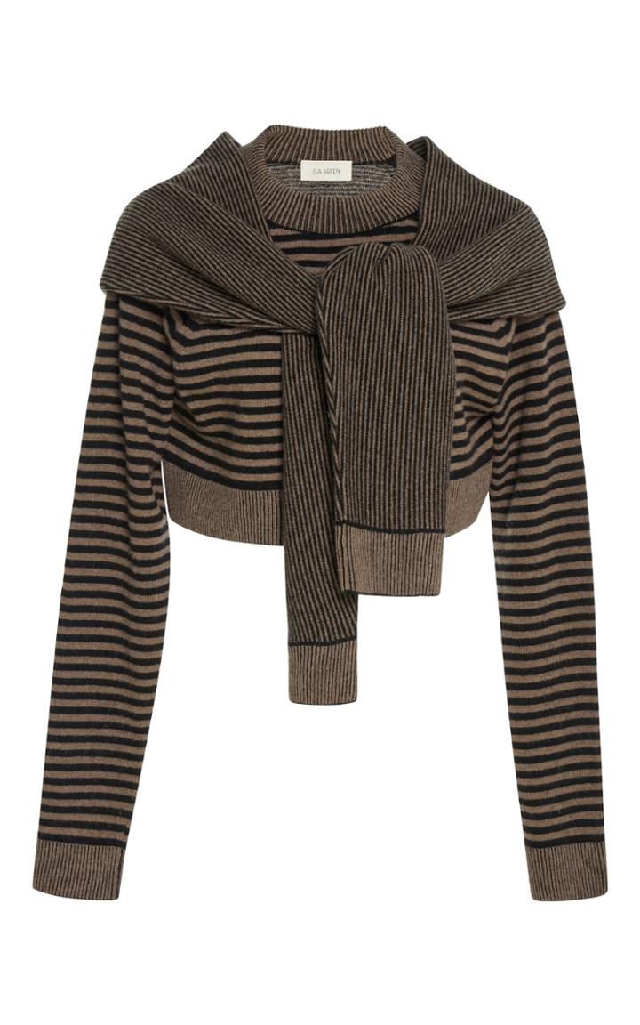 Isa Arfen Wrap Sleeves Cropped Sweater