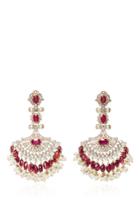 Sanjay Kasliwal Pearl And Ruby Chandelier Earrings