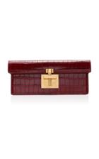 Oscar De La Renta Alibi Croc-embossed Leather Clutch