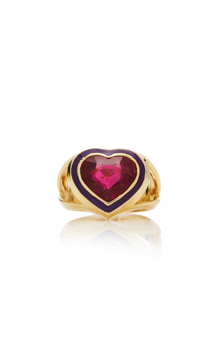Yi Collection 18k Gold Rubellite And Enamel Ring
