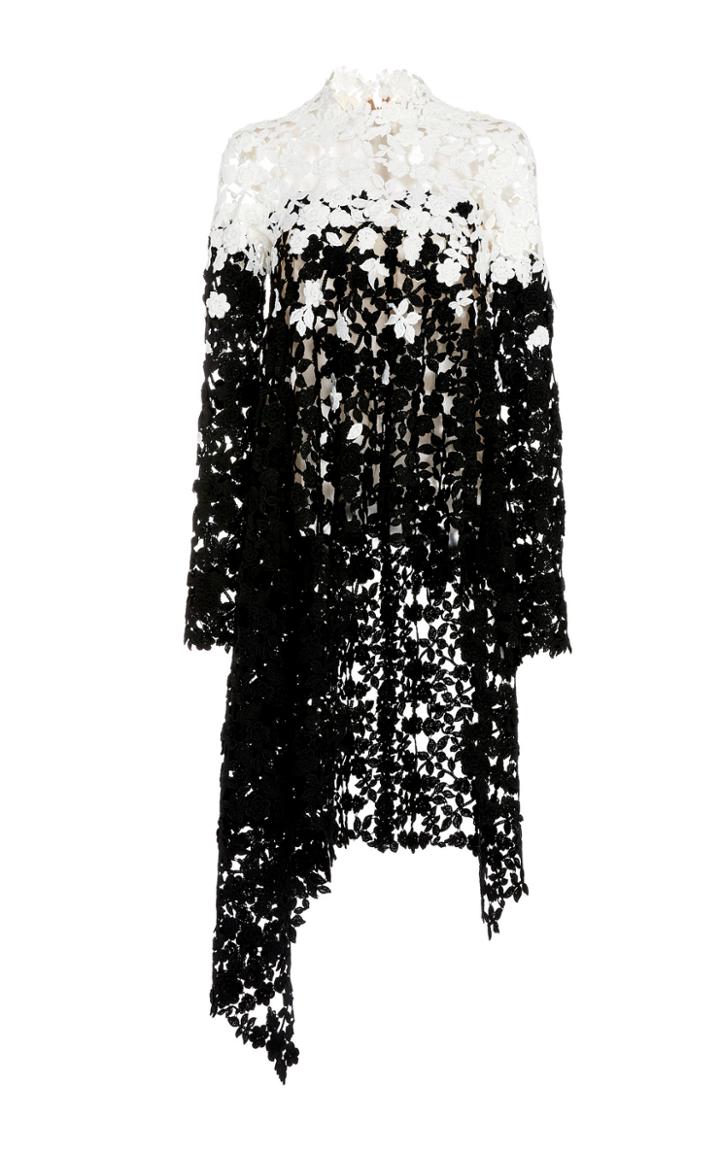Oscar De La Renta Asymmetric Dgrad Guipure Lace Top