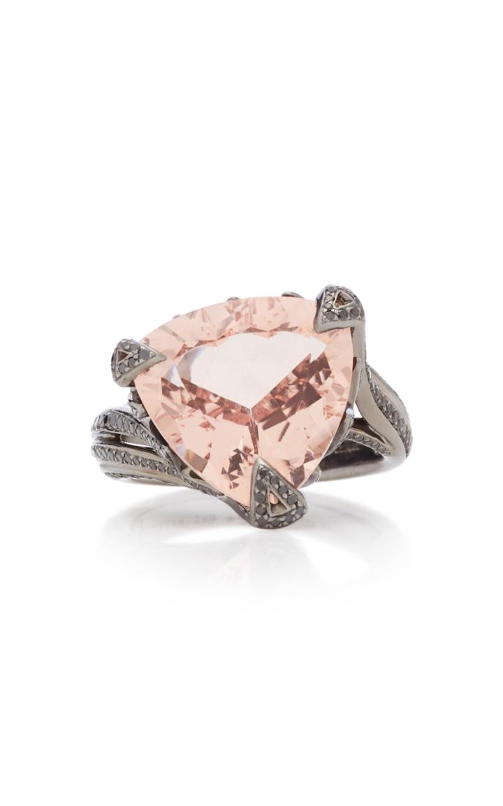 Akillis Rhodium-plated 18k Gold Morganite And Diamond Ring