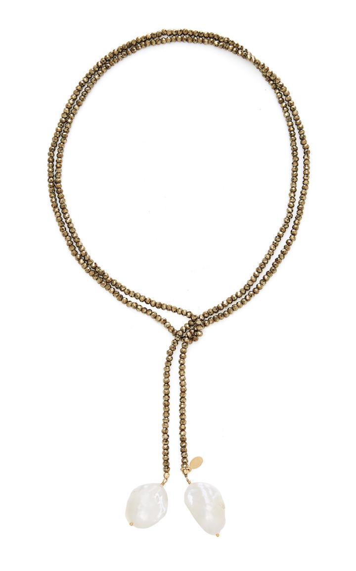 Joie Digiovanni Pyrite Classic Gemstone Lariat