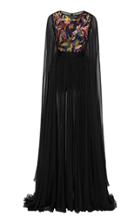 Moda Operandi Zuhair Murad Cape Sleeve Sequin Embellished Organza Gown Size: 32