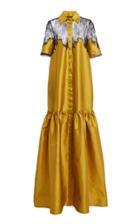 Moda Operandi Costarellos Marigold Lace-detailed Taffeta Button-front Gown