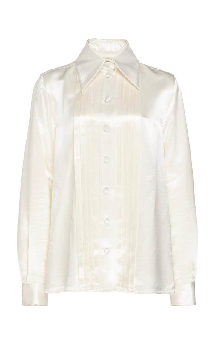 Marc Jacobs Pleated Collared Satin Shirt