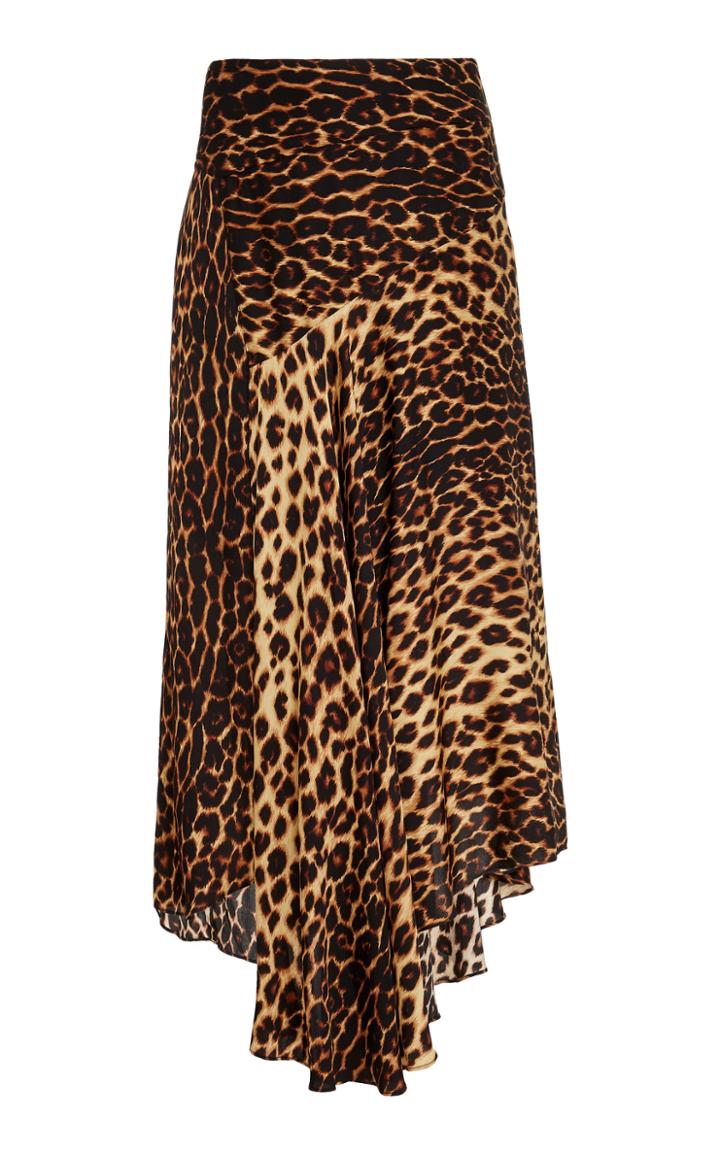 A.l.c. Lev Leopard Print Silk-blend Midi Skirt