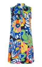 Msgm Sixties Mico Flower Pleated Cotton Mini Dress