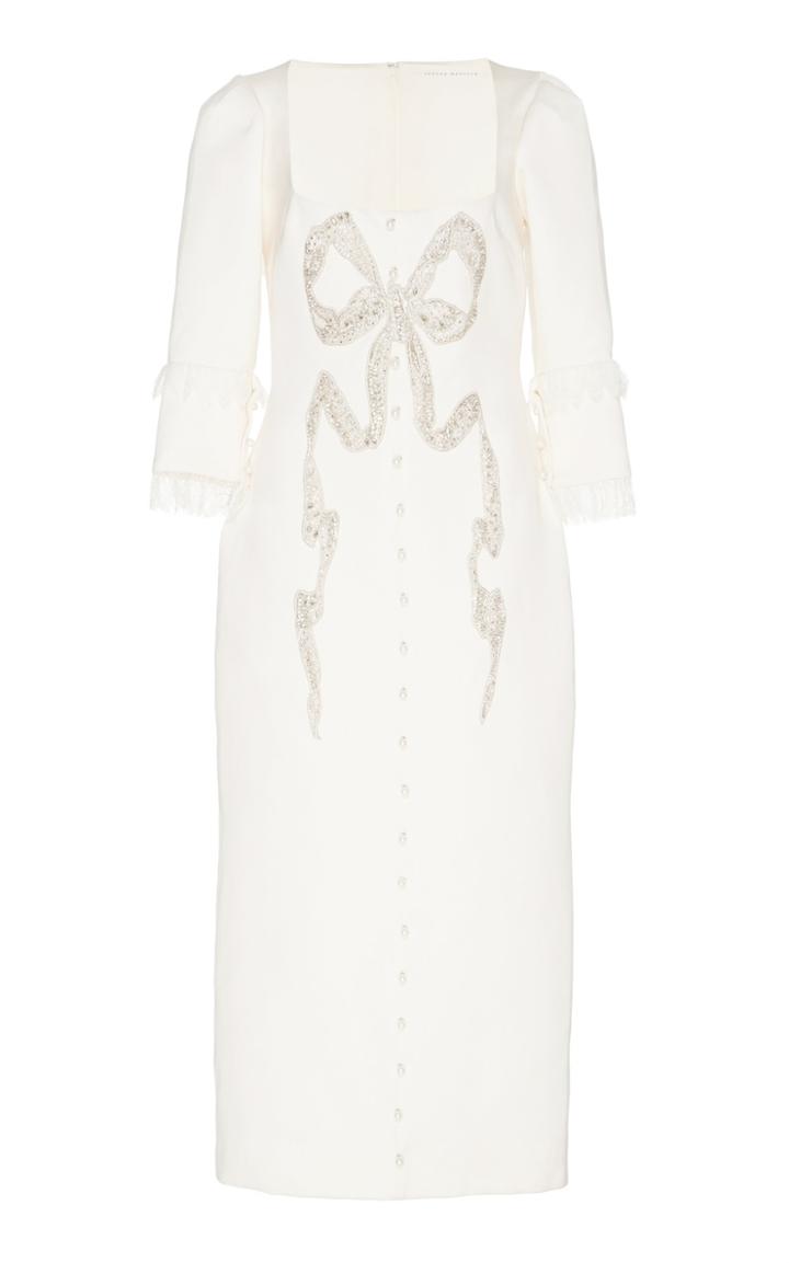 Sandra Mansour Neige Embellished Satin Midi Dress