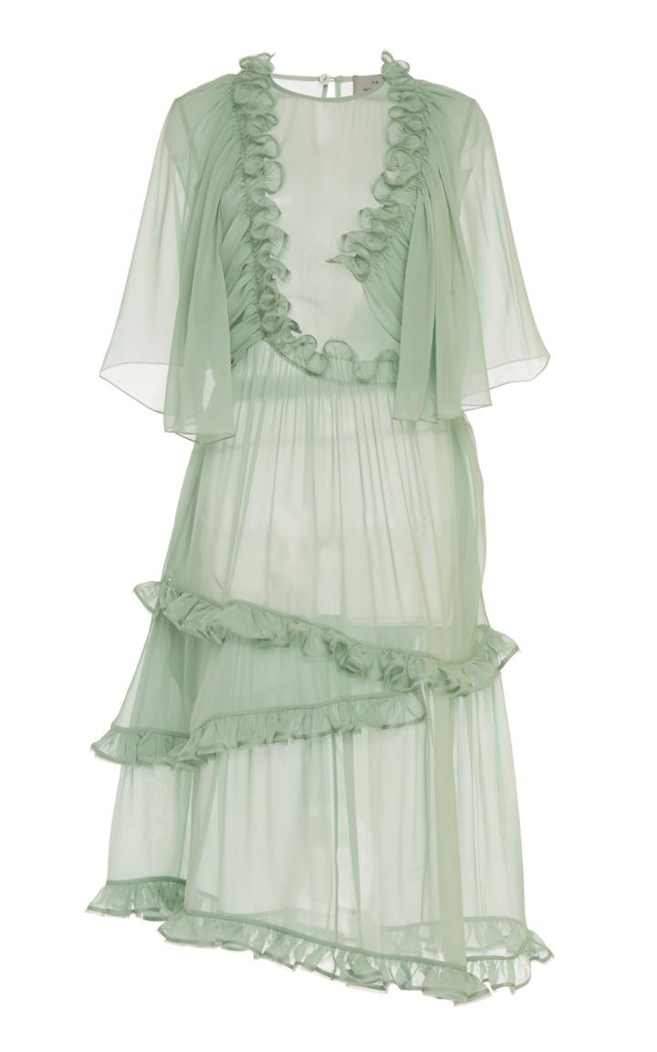 Moda Operandi Preen By Thornton Bregazzi Malia Ruched Georgette Midi Dress Size: S
