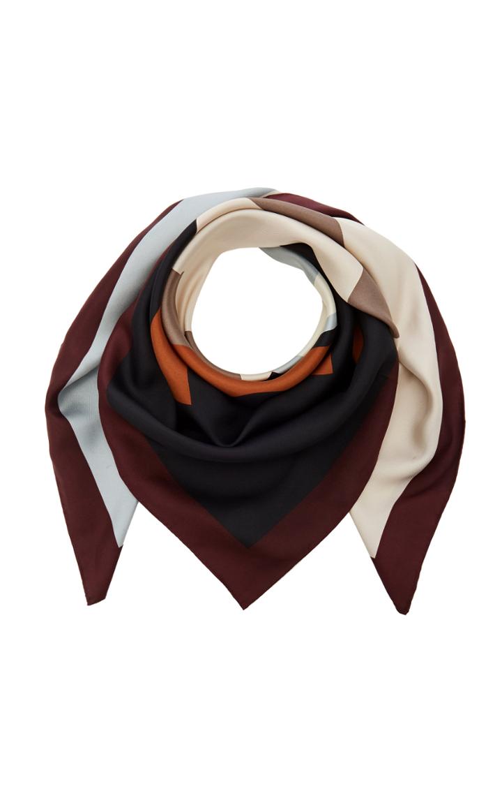 Tory Burch Color-block Logo Silk Scarf