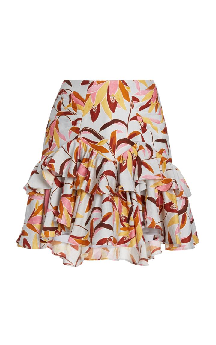 Moda Operandi Acler Clarendon Printed Crepe Tiered Mini Skirt