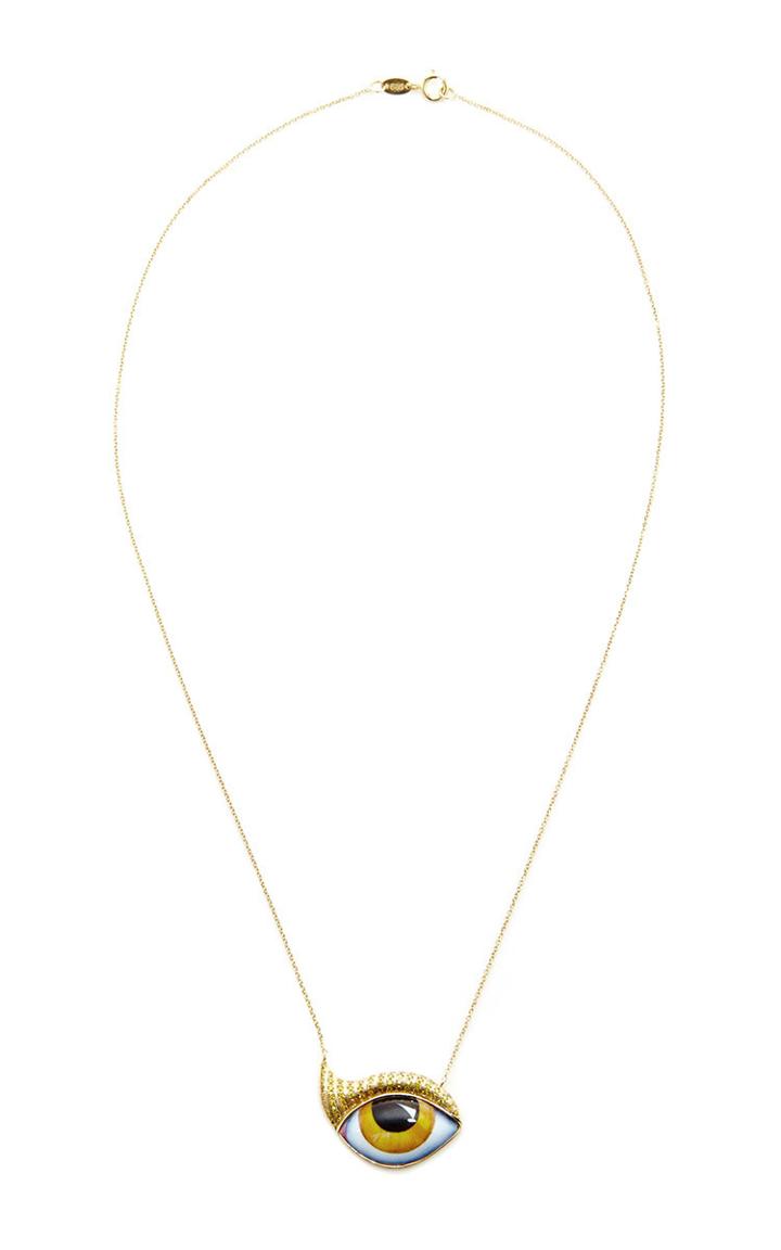 Lito Gold And Canary Diamond Eyelash Teardrop Necklace