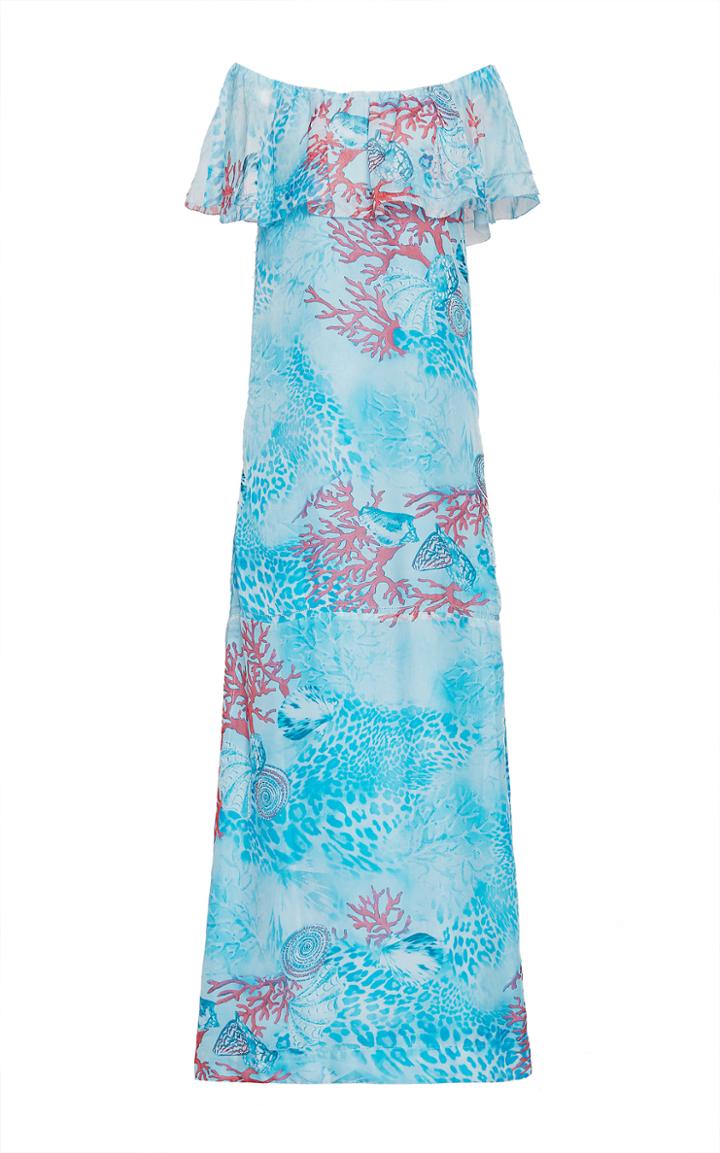 Moda Operandi Eywasouls Malibu Isabel Printed Off-the-shoulder Chiffon Dress Size: X